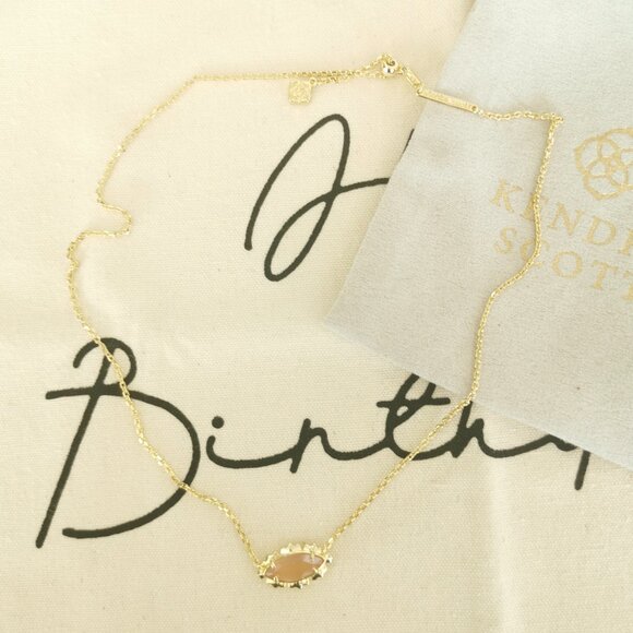 Kendra Scott Necklace - Genevieve Luster Plated Pink Cat's Eye Glass Gold - Picture 4 of 4